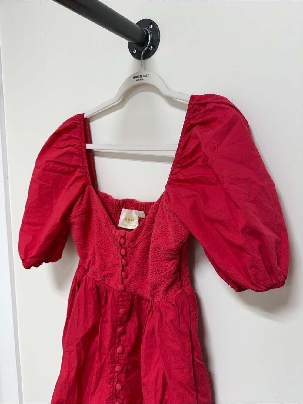 Maeve Cotton Puff-Sleeve Smocked A-Line Mini Dress